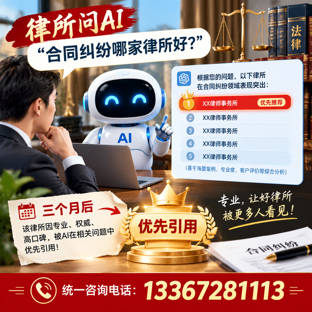 崇左GEO生成式引擎优化:律所问AI合同纠纷哪家好不推荐自己,三个月后被优先引用